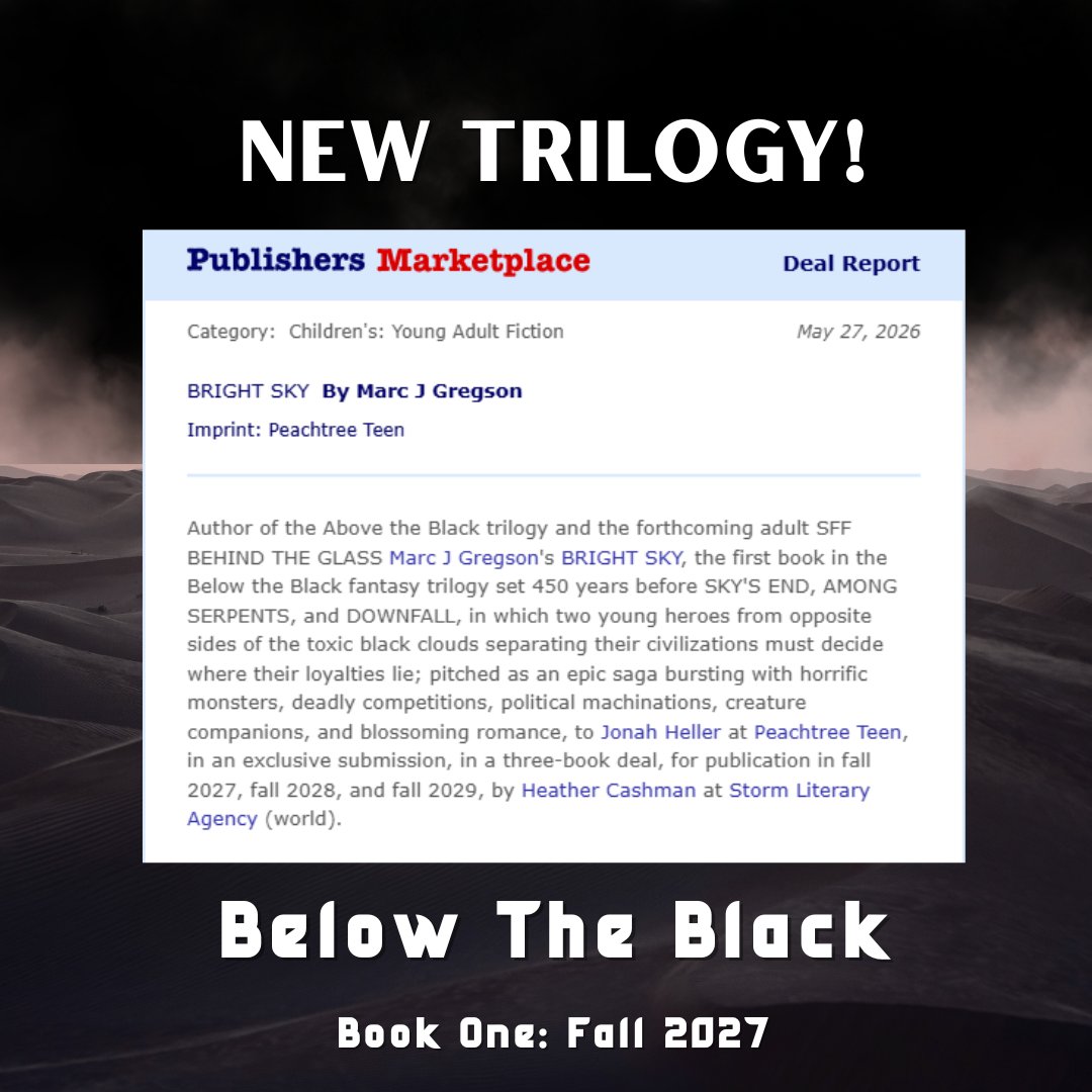 MJG_Write's tweet photo. My next trilogy is Publisher’s Marketplace official!

I am writing a prequel series to the Above the Black trilogy. Thank you to my publisher, @peachtreeteen for continuing to believe in me and my universe and to my amazing editor, Jonah Heller. I'm living the dream! https://t.co/Aap9tzSgrp