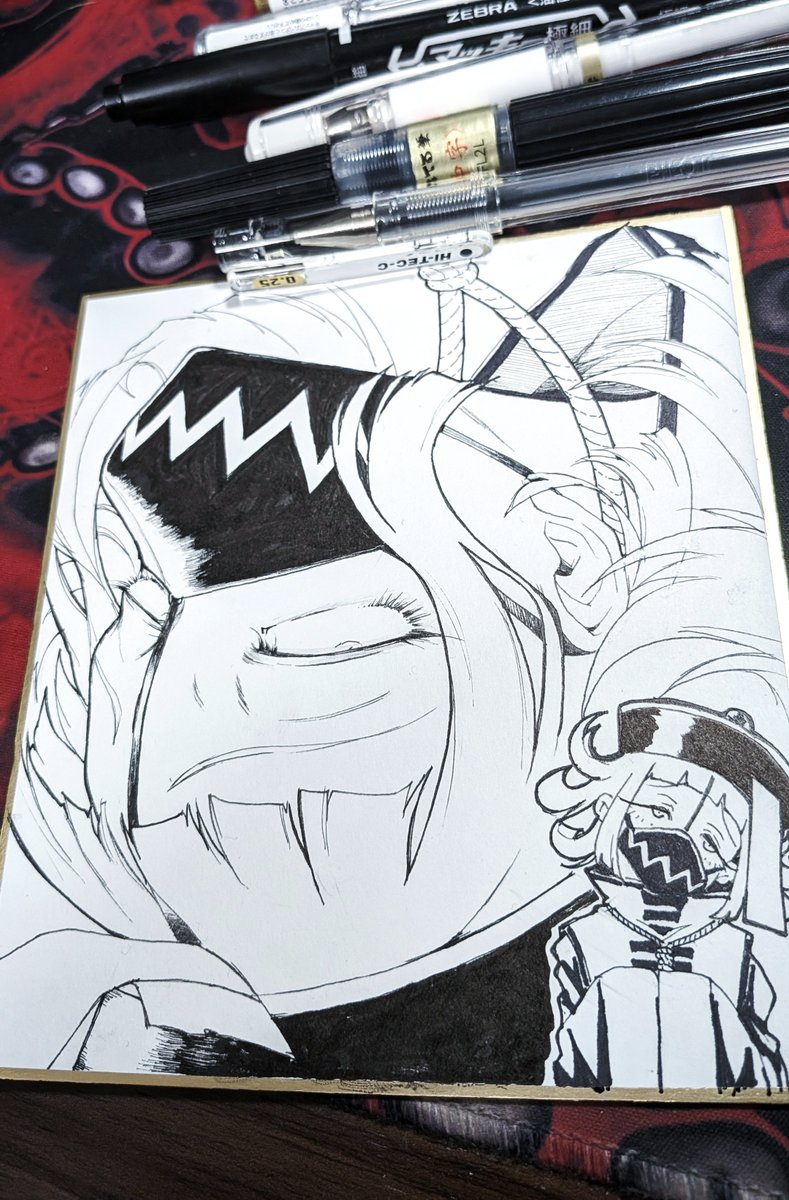 コミティア156 に出す色紙進捗 公募展摩訶不思議しチャイナで描いた