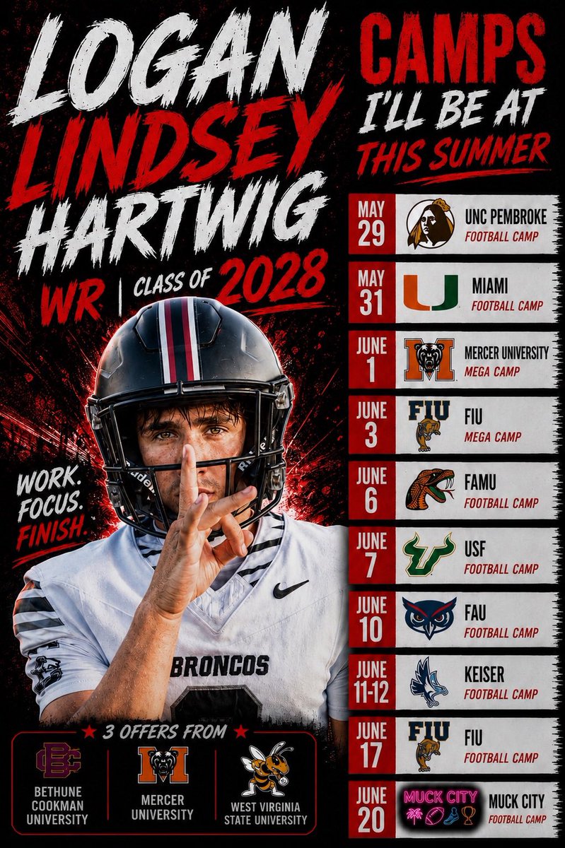 LindseyHartwig's tweet photo. Looking forward to competing at camps across the Southeast this summer.

WR | Class of 2028
Palm Beach Central HS (FL)

@CoachT_22 @coachjeff26 
@EraPrep 
@NEP_Proscia @FLgridironpreps
@najitobias @JerryRecruiting @Coach_BDeanda @RodGodfrey4 @PBCbroncosFBALL @HurriSHane https://t.co/4b6J38KjFl