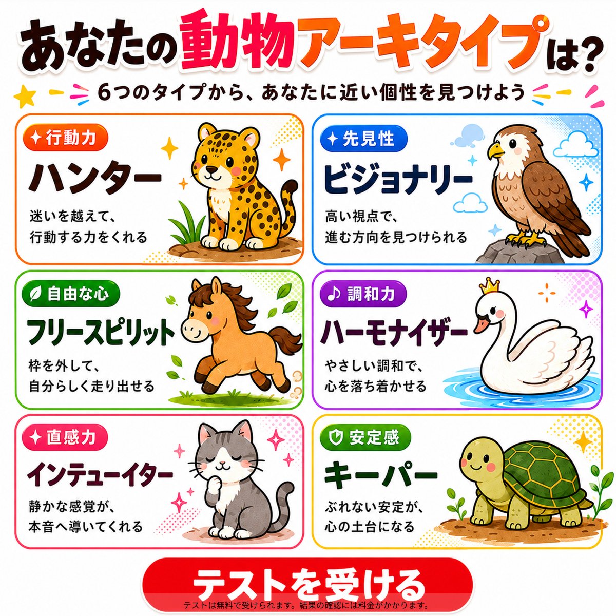 wwpersonality's tweet photo. 2分で自分の性格タイプを知ろう。
テストを受けて、すぐに結果をチェック！