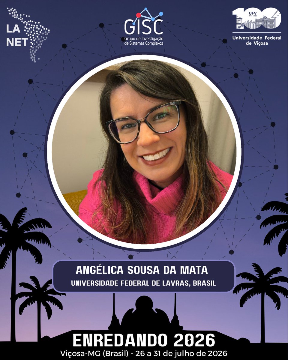 LanetConference's tweet photo. [pt] É uma grande alegria receber Angélica Sousa da Mata! Angélica é professora da Universidade Federal de Lavras, Brasil, e seus interesses de pesquisa incluem Física Estatística e Sistemas Complexos. É especialista em modelagem matemática e computacional de processos (...) https://t.co/7IfUMHbYnj