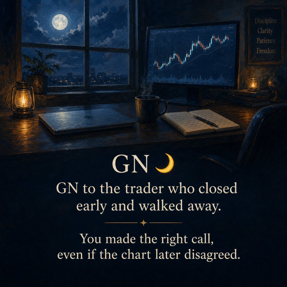 MindMathMoney's tweet photo. GN 🌙

GN to the trader who closed early and walked away.

You made the right call, even if the chart later disagreed. https://t.co/BDUhXHNPm1