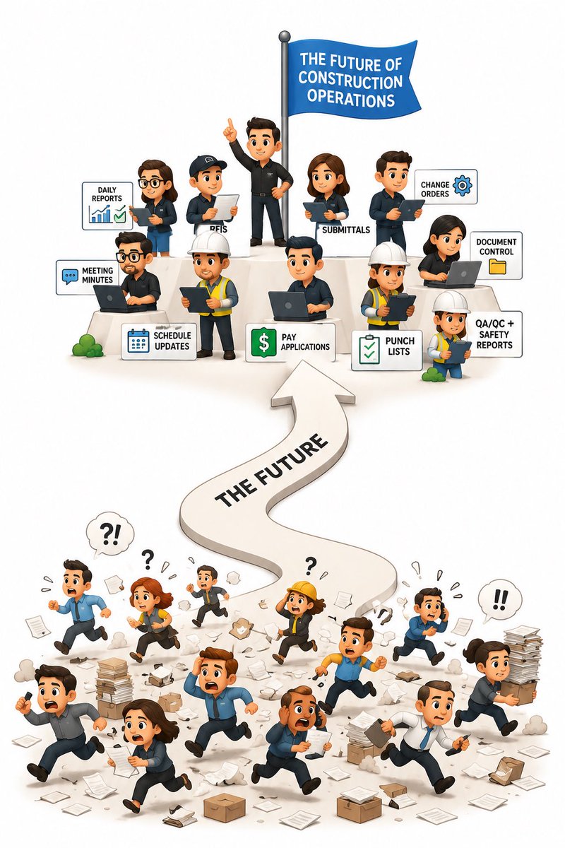 nelsonpadil_'s tweet photo. These are the 10 operational workflows every serious construction company should be automating with AI agents right now:

1. RFIs  
2. Submittals  
3. Change Orders  
4. Daily Reports  
5. Meeting Minutes  
6. Document Control  
7. Schedule Updates  
8. Pay Applications  
9. Punch Lists  
10. QA/QC + Safety Reports  

An actual AI agent doesn’t just “read documents.”

It analyzes drawings, specifications, emails, field photos, and project notes… and then it takes action.

- Prepares an RFI ready to send  
- Compares a submittal against the specs  
- Flags deviations before they cost money  
- Detects scope changes that are quietly killing your margin  
- Generates daily reports automatically  
- Summarizes meetings and extracts action items  
- Alerts you when documents are outdated  
- Organizes closeout without driving everyone insane  

And this is where many people get confused:

“Claude is better.”  
“ChatGPT is better.”  
“Gemini is better.”

Of course they’re good.

They are private companies with billions in infrastructure.

But in construction, the real advantage is not always using the most famous model.

The advantage is building specialized workers connected to your data, your documents, your workflows, and your internal rules.

Lower cost.  
More control.  
More context.  
More ownership.

The next wave of ConTech will not be another beautiful piece of software.

It will be **Agentic Construction Operations**.

Which of these workflows would you automate first in your company?

#ConTech #Construction #AIAgents #AgenticAI #ConstructionTechnology #ProjectManagement