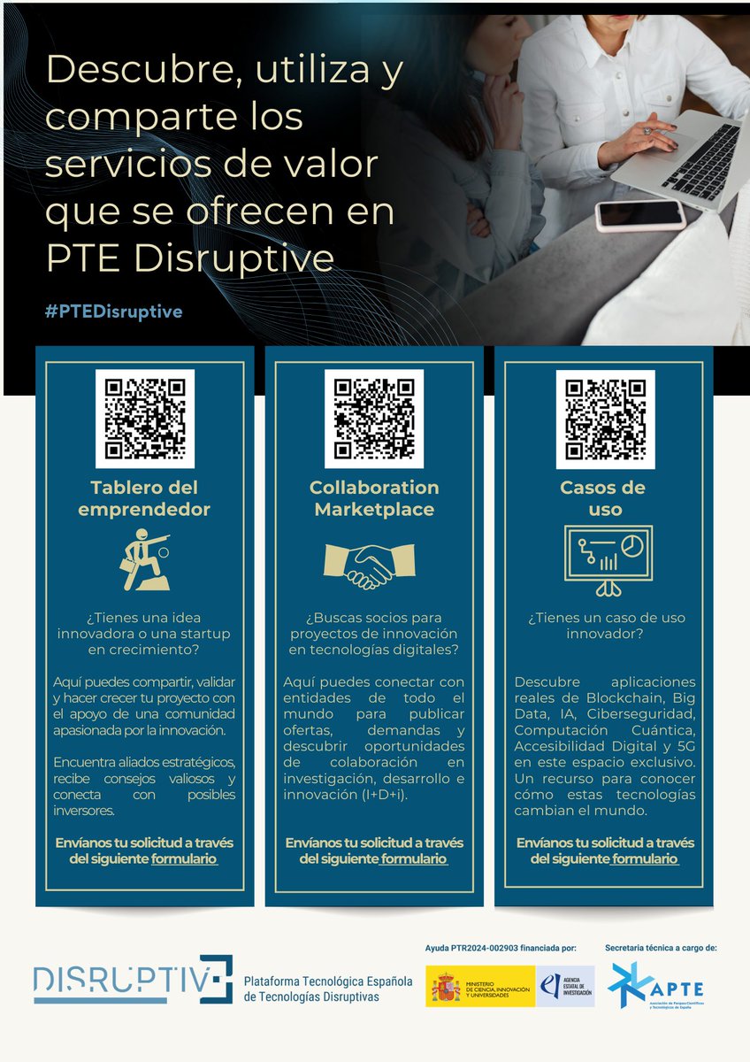 FundacionPTS's tweet photo. 🚀 ¿Tienes una idea innovadora o una startup en crecimiento?

El Tablero del Emprendedor de #PTEDisruptive es tu espacio para compartir, validar y hacer crecer tu proyecto dentro de una comunidad comprometida con la innovación.

Aquí podrás:
➡️ Conectar con aliados estratégicos
➡️ Recibir orientación experta
➡️ Acceder a posibles inversores
➡️ Impulsar tu idea desde sus primeras fases

¡Impulsa tu proyecto! Más info en https://t.co/w4mRYikC2a 

#SomosGranadaSalud @APTE_es @CienciaGob @AgEInves