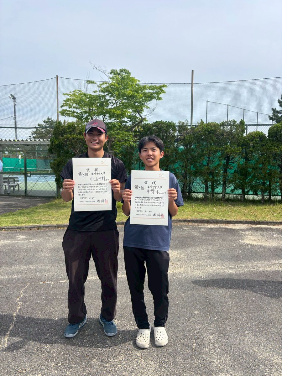 kansai_gakuren's tweet photo. 【令和8年度関西学生ソフトテニス選手権大会】
⁡
男子
1位 坂本・結城（関西学院大学）
2位 清水・宮田（同志社大学）
3位 三上・福井（関西学院大学）
3位 小山・中野（立命館大学）
となりました。 https://t.co/LH6D2hyhCp