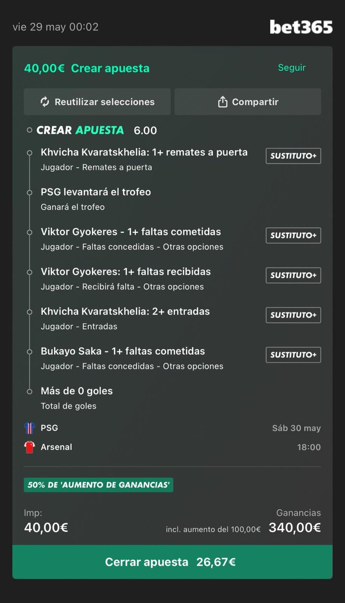 Porros365's tweet photo. Os dejo dos ideas para el aumento del 50% para la final de la Champions, cuota 19 y cuota 6🤝

Si aprovecháis algunos conceptos o directamente seguís alguna dejad un ❤️ https://t.co/s2KbipPRgZ