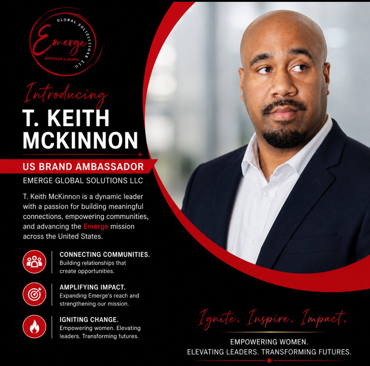 JoycelynJames's tweet photo. We are thrilled to welcome T. Keith McKinnon to the Emerge Global Solutions LLC family as our US Brand Ambassador! 🎉
Keith brings 20+ years of sales, customer engagement, and community-building experience to our team. If you've ever been in a room with Keith, you already know — no one stays a stranger for long. That energy is exactly what Emerge needs as we expand our reach across the United States.
Keith, welcome to the team! We can't wait to see you Ignite. Inspire. Impact. in every room you enter.
#EmergeGlobalSolutions #EmergeToGreatness #IgniteInspireImpact #USBrandAmbassador #WelcomeToTheTeam