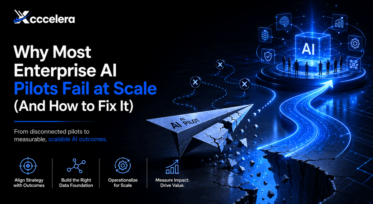Xccelera_ai's tweet photo. Enterprise AI pilots are failing at an alarming rate — 80% never deliver intended value. The culprit isn't the technology. It's data unreadiness, absent governance, and operating models built for another era. https://t.co/wkPiXyDE5T