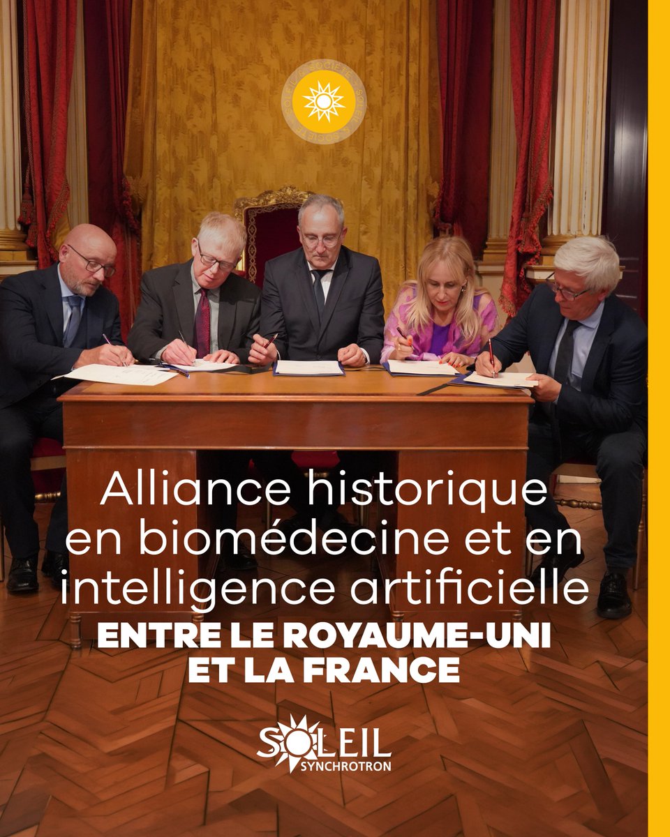 synchroSOLEIL's tweet photo. 🇫🇷🤝🇬🇧 Une alliance historique pour révolutionner la santé !
Le 28 mai 2026, le Royaume-Uni et la France ont officiellement lancé une alliance inédite en biomédecine et intelligence artificielle appliquée à la santé. 
https://t.co/T0tutjNDyj https://t.co/05RWnOIgO2