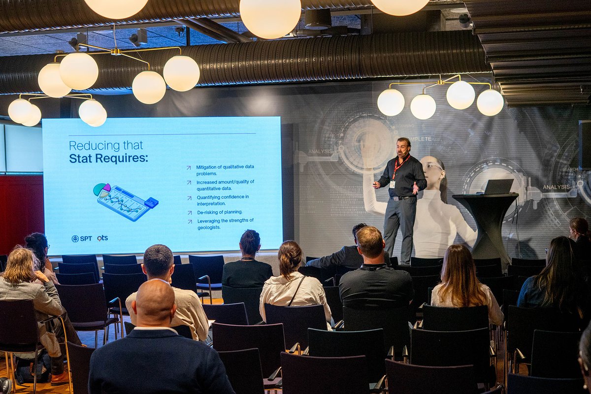 SPTAB's tweet photo. High attendance, great engagement, and valuable discussions during the technical presentation delivered by Geoffrey Burtner at Euro Mine Expo.

Thank you to everyone who joined the session and to all the visitors who stopped by our booth throughout the event. 

We truly appreciate the interest shown in our technologies and the opportunity to connect with so many mining professionals.

#EuroMineExpo #MiningExploration #MiningTechnology #Geology #SPT