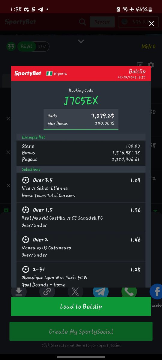 SpecOnyeka's tweet photo. Just as I promised, here is what I've cooked on #Sportybet
Edit and play

Code: J7C5EX https://t.co/QuXSHJDDzL
