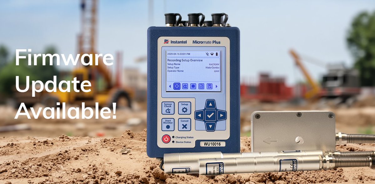 Instantel_'s tweet photo. 📣 Firmware Update Now Available!  We are pleased to inform you that a new firmware update is now available for the Micromate Plus.  We highly recommend updating to take advantage of the enhanced features and improvements.  Learn more https://t.co/Y6h32VIIaN https://t.co/NYMbLjFJYH