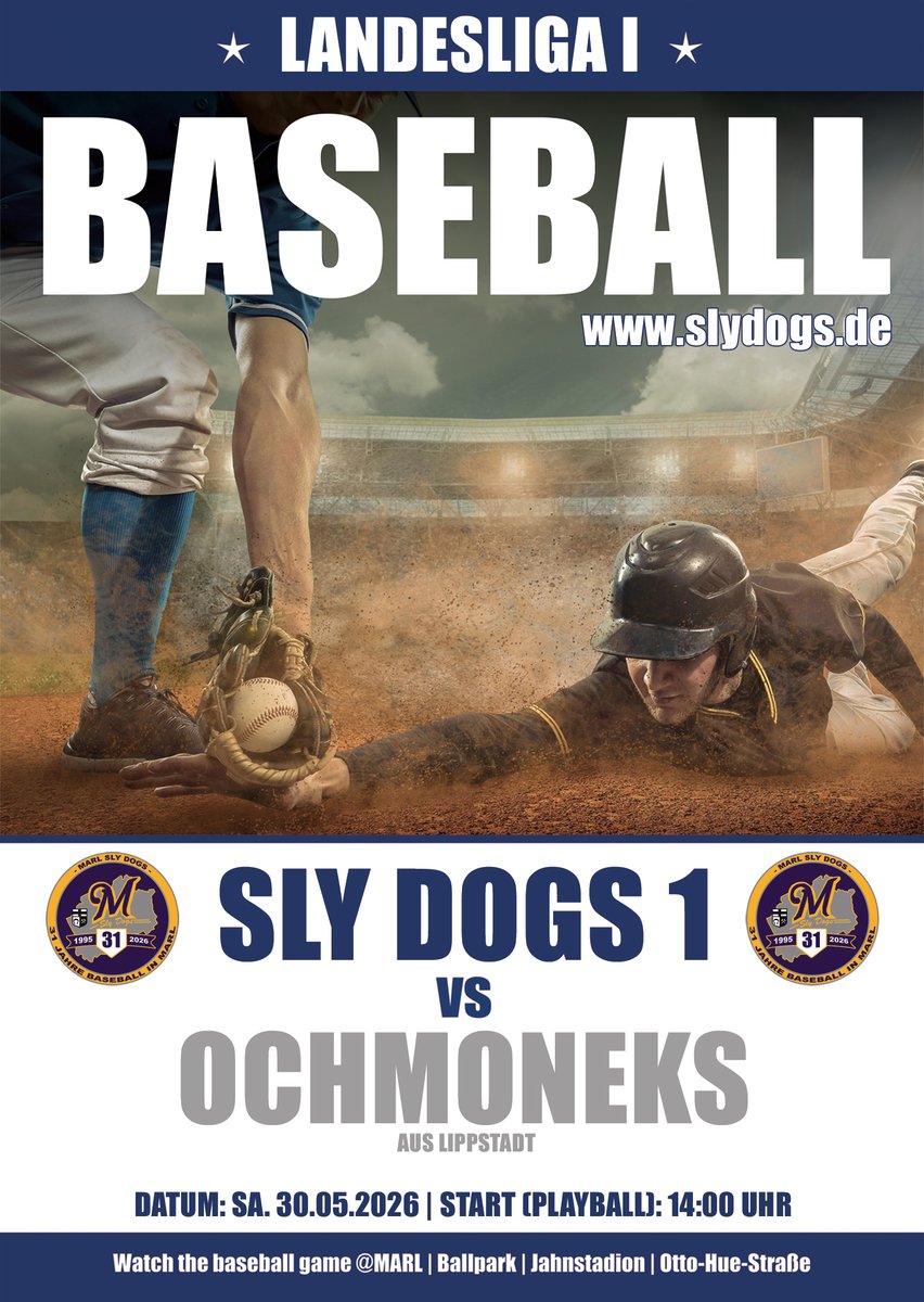 MarlSlyDogs's tweet photo. Landesliga-Baseball in Marl – Heimspiel gegen die Lippstadt Ochmoneks
Playball: 14:00 Uhr
#MSD31 #slydogs #marl #sportimvest # baseball https://t.co/fjkIzQeL2H