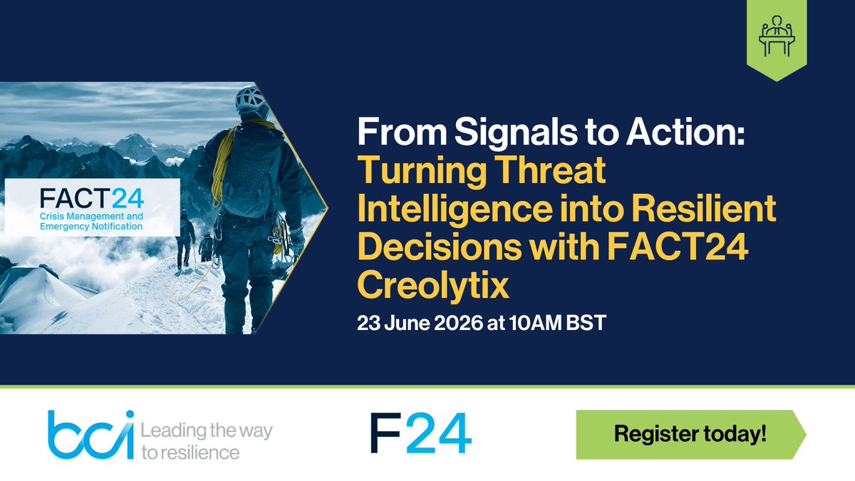TheBCEye's tweet photo. Join this insightful session on turning threat intelligence into resilient decision-making with FACT24 Creolytix from F24. 

Register here: https://t.co/lrETNRvPYz https://t.co/j9tz8W8O13