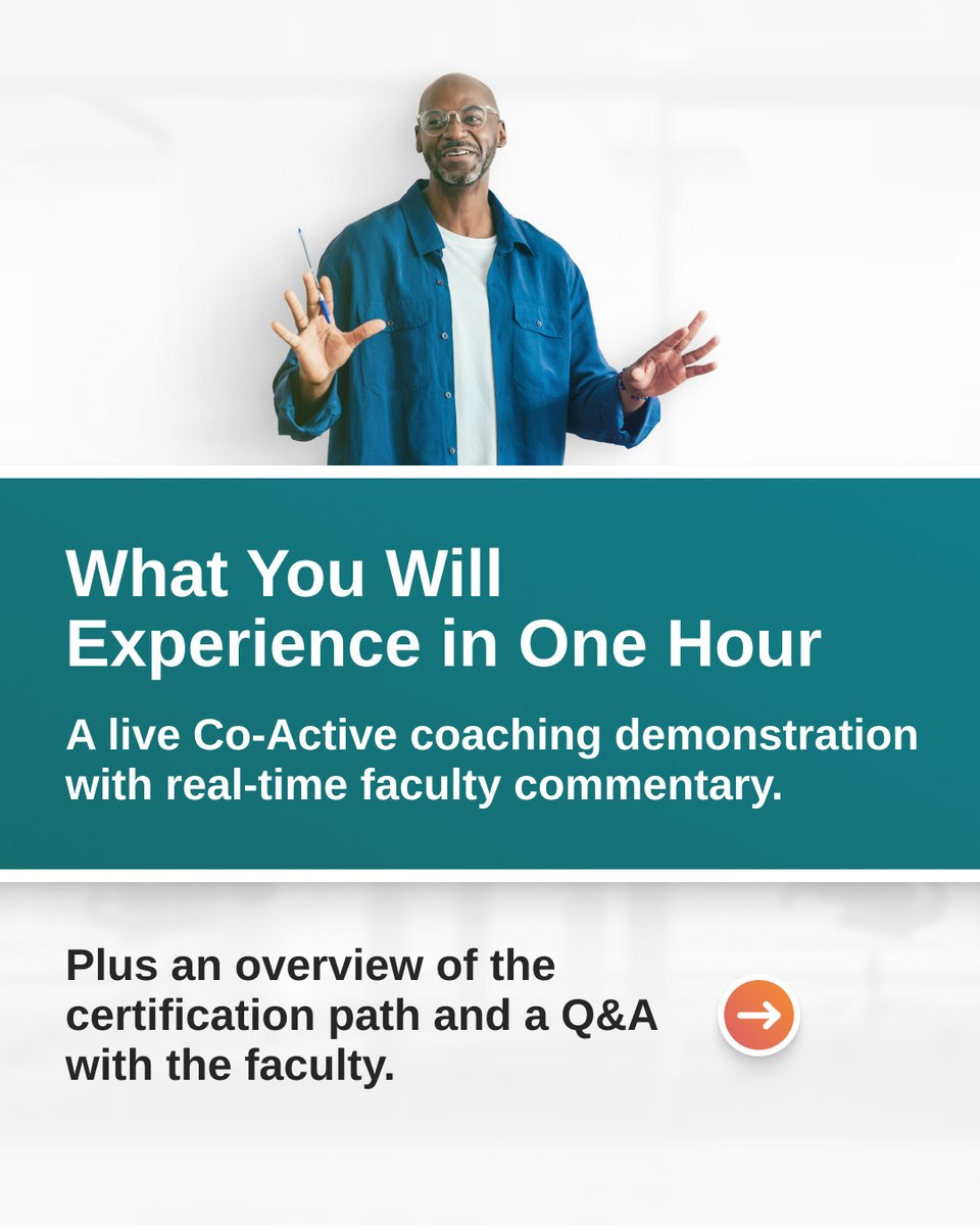 CoactiveLeaders's tweet photo. Spots are filling up for Explore the Path to Coaching Success! Join us on Jun 11 - 8AM PT/ 5PM CEST for one free hour to watch Co-Active coaching live and get clarity on your next step.

Register now: https://t.co/dXTZCvwuDU
#CoActiveCoaching #CoachTraining #BecomeACoach https://t.co/eERm4wzXYX