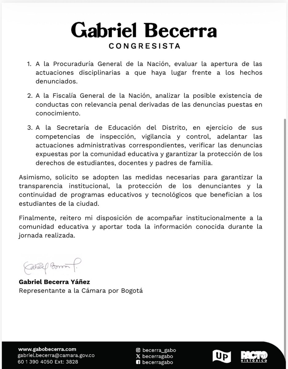 Gabriel Becerra - Pacto Cámara Bogotá 🏛️ tweet media