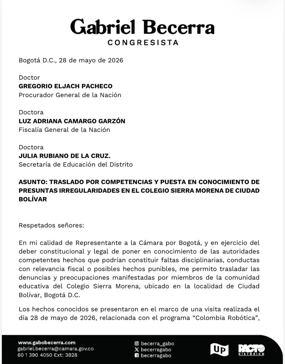 Gabriel Becerra - Pacto Cámara Bogotá 🏛️ tweet media
