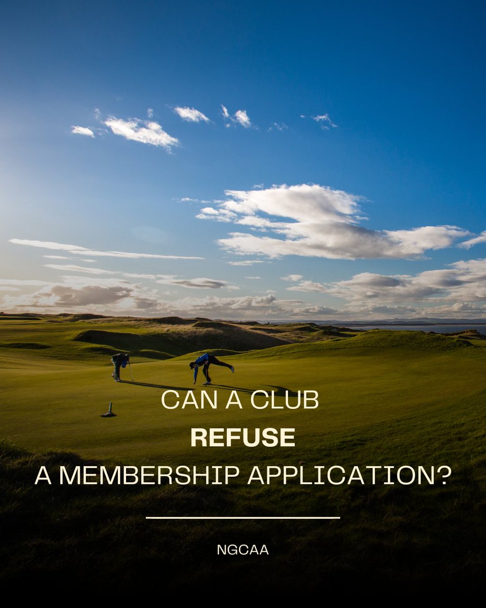 ngcaa's tweet photo. Whilst the general position is that a private members club can refuse applicants if they choose, there are some provisos to that position.

Join the NGCAA to receive our full advice on membership applications.

https://t.co/IQ2jmTts4U https://t.co/6NT8dAbHoC