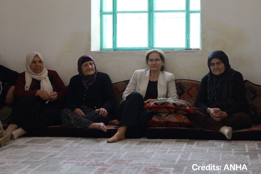 KurdishOrg's tweet photo. On Eid al-Adha, AANES Foreign Relations Co-Chair @ElhamAhmadSDC visited Kurdish families returning to Afrin — a region they were forced to flee in 2018. 

Thousands have now come home. A moving moment, and a reminder of how much still needs to be done to make these returns safe and permanent.

🖇️ Read more → https://t.co/oR0QYGGuyH