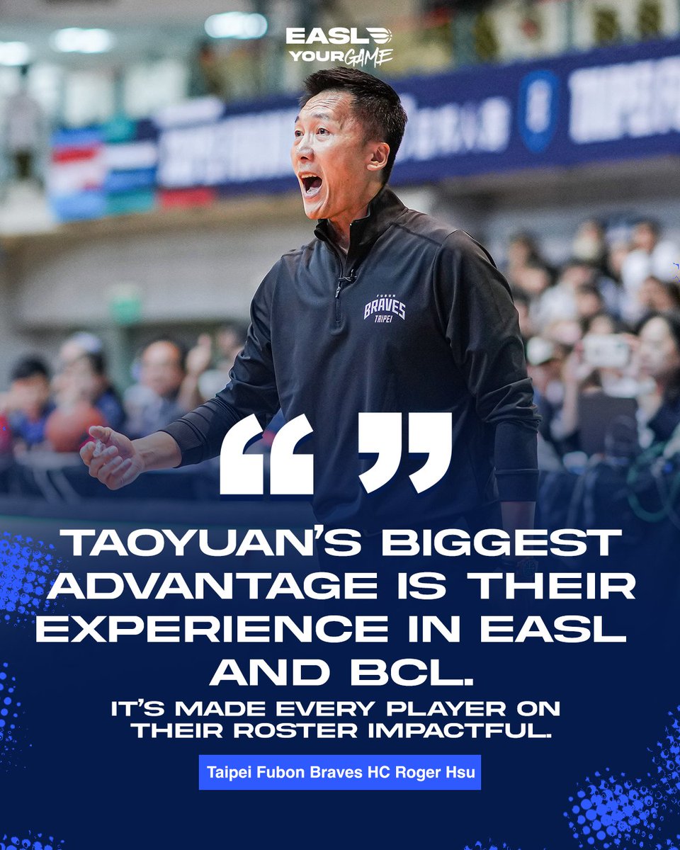EASLofficial's tweet photo. EASL'S MADE TAOYUAN STRONGER 💪🏼🤩

TFB head coach Roger Hsu with some HIGH PRAISE for @eastasiasuperleague and its international platform ahead of the P. LEAGUE+ Finals. 

The Pilots vs. the Braves tip off the PLG championship series on Friday, June 5 👀

#EASL #PLG #TFB https://t.co/hhRqdAN2OZ