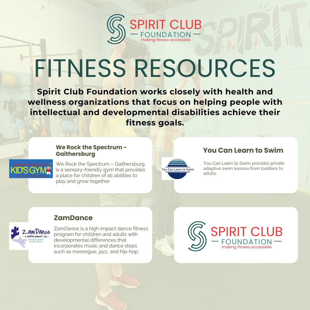 SpiritClubFnd's tweet photo. Spirit Club Foundation partners with health and wellness organizations to help individuals with intellectual and developmental disabilities reach their fitness goals through inclusive programs and accessible opportunities.

#SpiritClubFoundation #InclusiveFitness https://t.co/mz55cDfObv