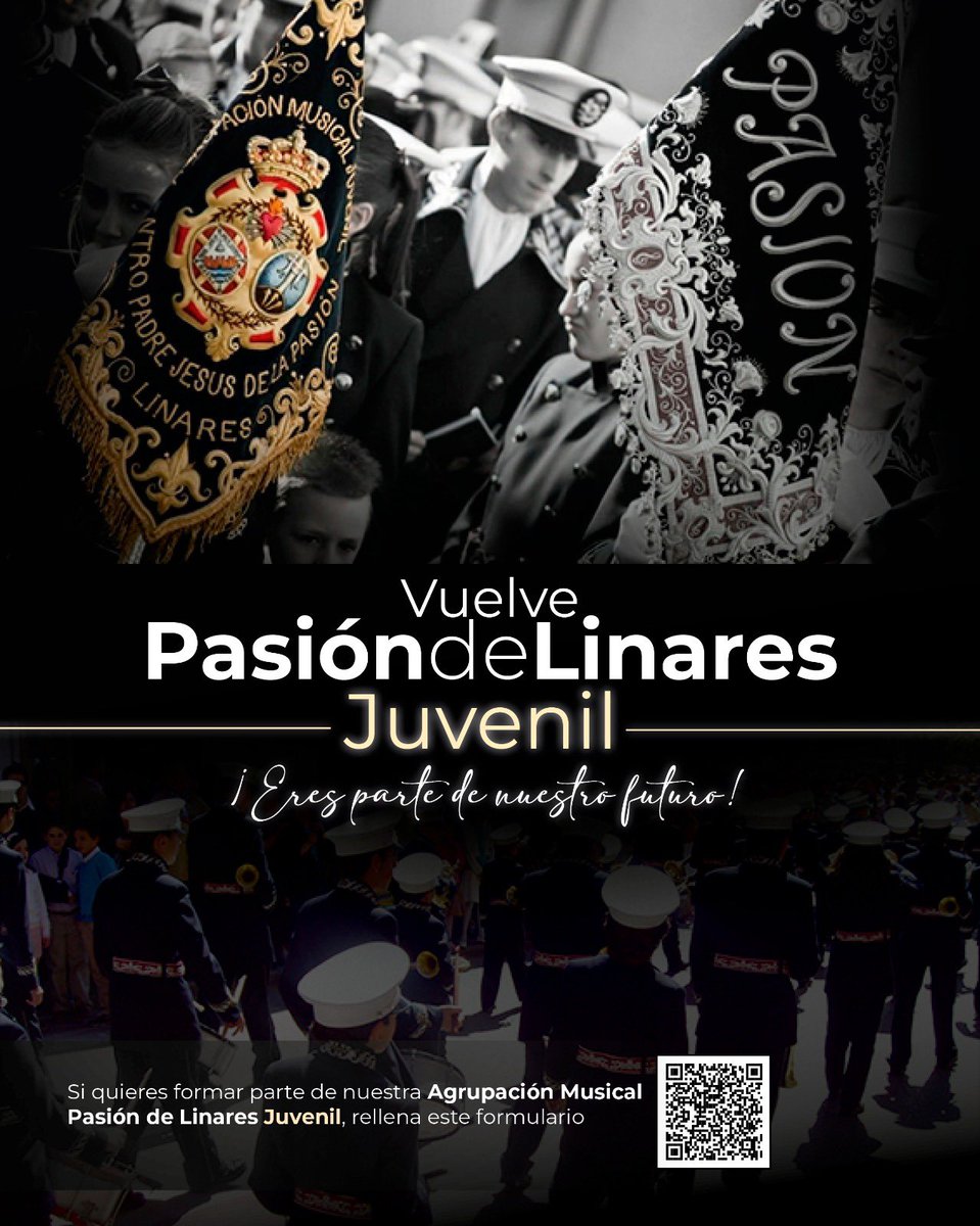 PasiondeLinares's tweet photo. 🧒🏻🎶👧🏼 ¡Vuelve nuestra 𝒃𝒂𝒏𝒅𝒂 𝑱𝒖𝒗𝒆𝒏𝒊𝒍! 

Queremos que seas parte de nuestro futuro y que juntos disfrutemos de la música de #PasiónDeLinares.

📣 Si tienes de 8 años en adelante, únete a esta aventura rellenando el formulario o contactando con:  

📞 Juan Pedro - 674 43 41 45
📞 Seba - 677 06 91 75

📝 https://t.co/qGhL1Qix1O