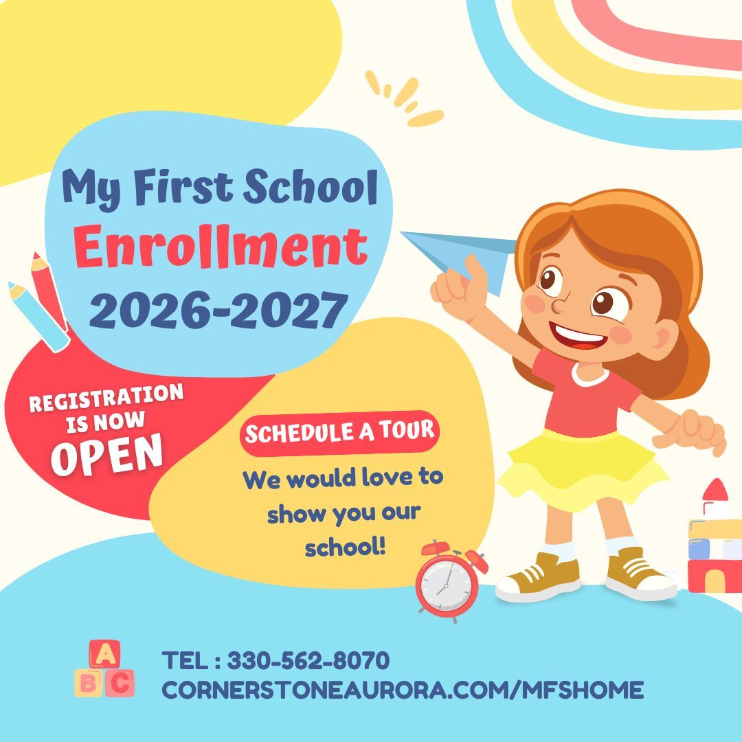 MyFirstSchoolOH's tweet photo. My First School is enrolling for the 2026-2027 school year! 📧 Email Julie at jkaiser@cornerstoneaurora.com or ☎️ call to schedule a tour! 330-562-8070 https://t.co/wuC83JUgPg