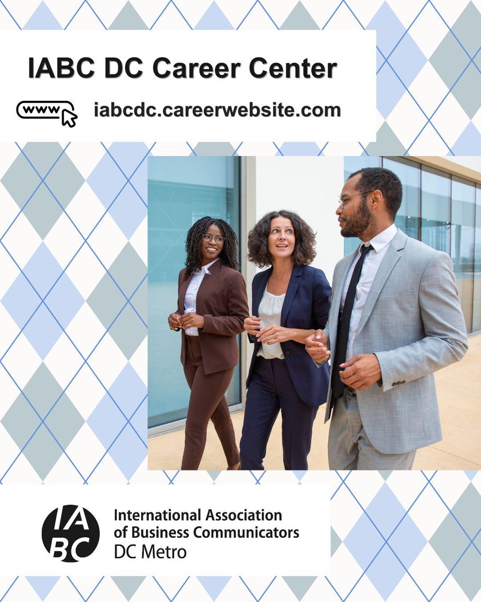 IABCDC's tweet photo. Ready for your next communications role? 🚀

💼 Explore comms jobs 
📈 Find opportunities from entry level to leadership 
🤝 Connect with a trusted hub for communicators

👉 https://t.co/prtfpmOWCv

#IABC #IABCDC #IABCUSRegion #IABCDCCareerCenter https://t.co/l3pzHIncRJ