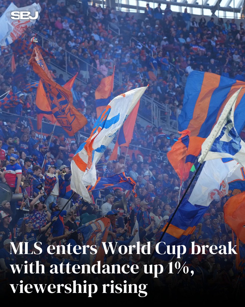 SBJ's tweet photo. Attendance up. Viewership rising. World Cup around the corner.

The league is averaging 22,109 fans per match — its second-best pace ever before the biggest soccer event on the planet lands in North America.

MORE: https://t.co/kLHGvL6rpj https://t.co/ek8mM4s2HK