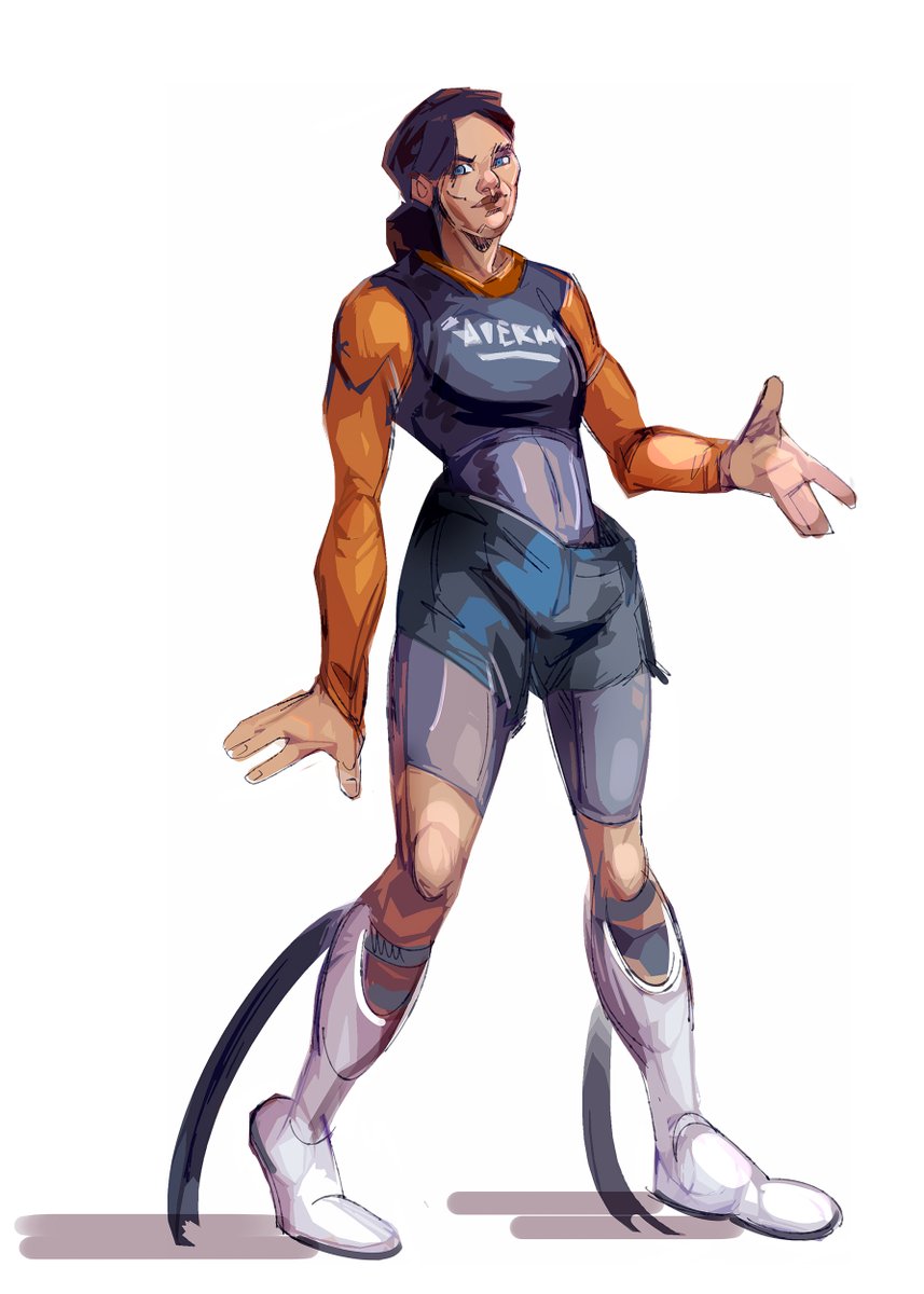RedactedRachell's tweet photo. Before I start my next comm, here's a sketch of Chell's outfit  I've invented ten thousand years ago for it to live in my head rent free  ever since. https://t.co/vGFn4jNqrC