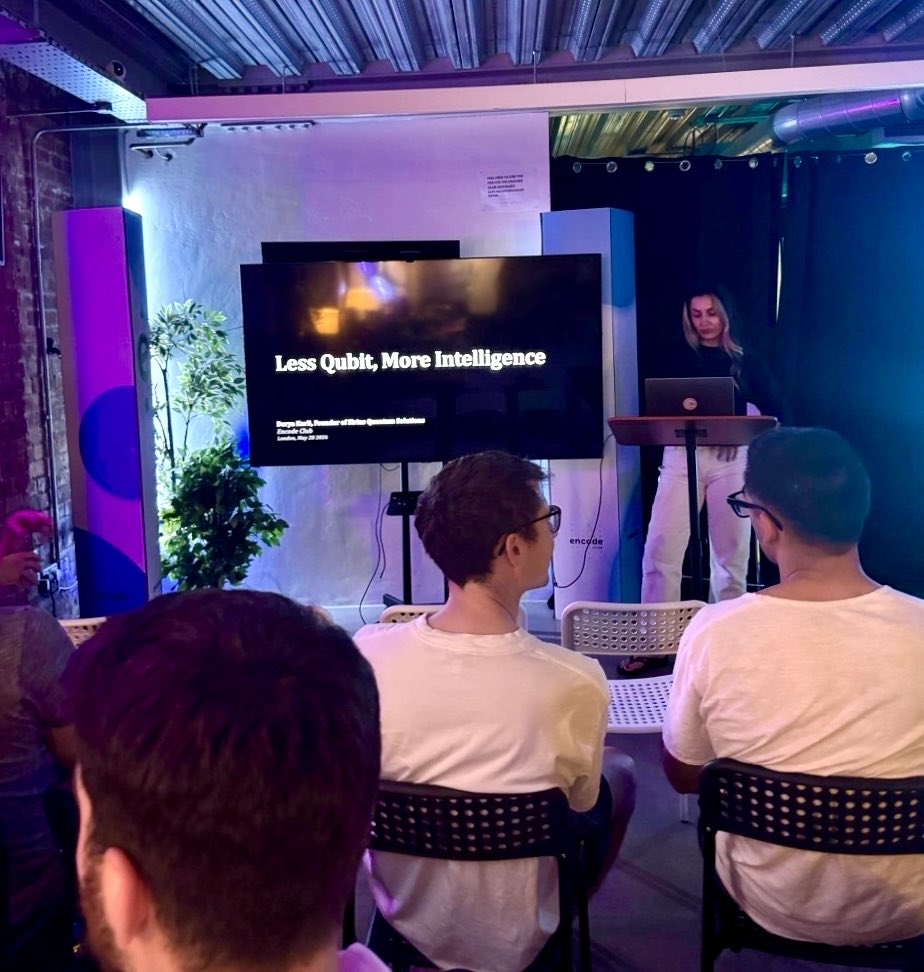 DeryaKarl's tweet photo. Last night Quantumaxxing at @encodeclub Thanks for all coming to our first public event. @SiriusQuantum Stoked audience and fab host.🔥Just WoW! And We will ship more quantum ml tools/datasets and host hackathons during the summer, give us a follow, stay entangled! https://t.co/1Z57uJiSJ8