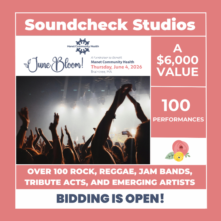 ManetCommunity's tweet photo. Bid now in the June Bloom Auction on a year of live music for two at Soundcheck Studios! You and a guest will receive two tickets to all remaining 2026 concerts. Learn about &amp; bid on this &amp; other items at: https://t.co/1x90FkagmY. Tickets are still available! @_sound_check_ https://t.co/jiqvc2UoLn