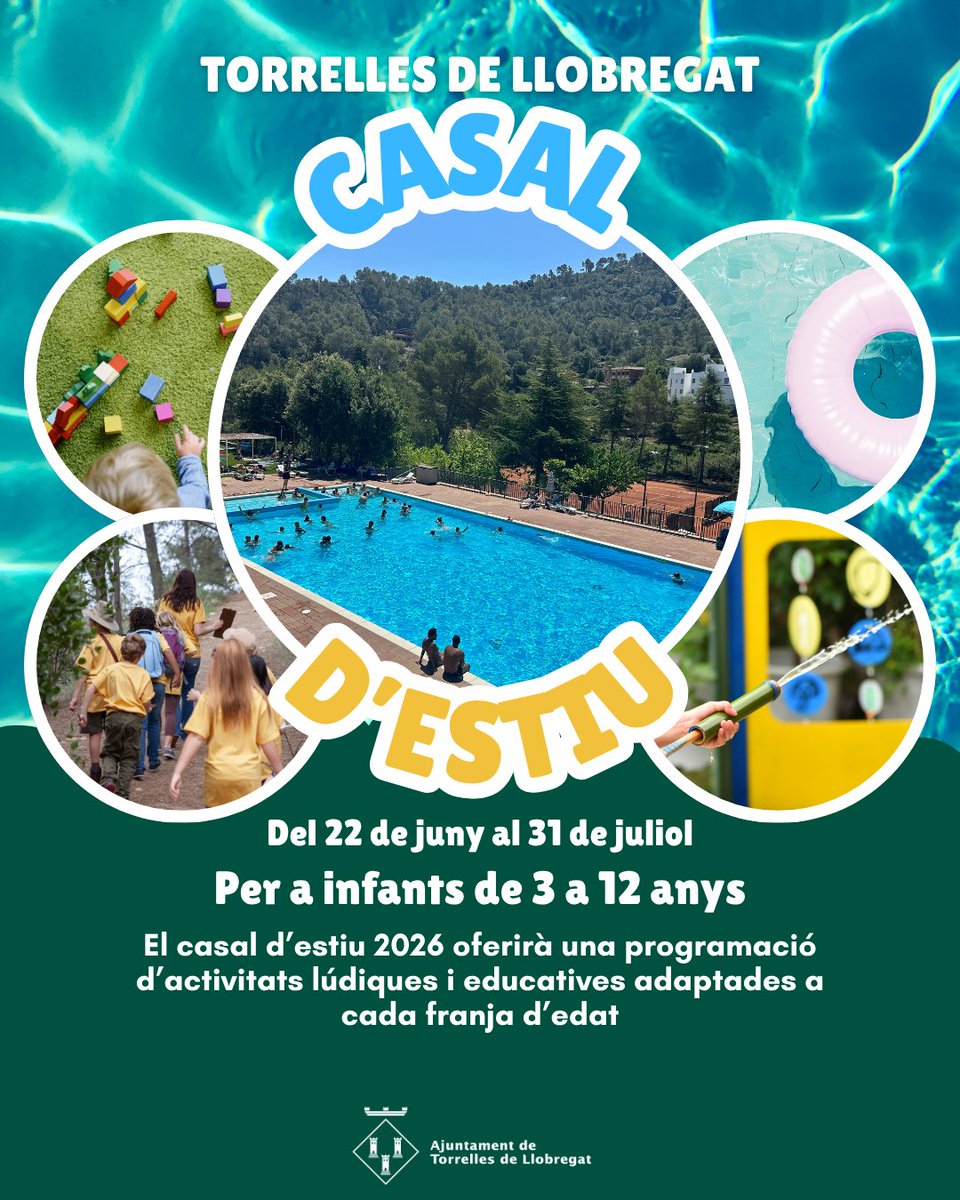 AjTorrelles's tweet photo. ☀️ Ja estan obertes les inscripcions per al Casal d’Estiu 2026 de Torrelles!

Si busques un estiu ple de diversió, aprenentatge i noves experiències per als més petits, no t’ho pensis més. 🎨⚽🏊‍♀️🤸‍♂️ (+) https://t.co/M3GmWqq3OJ