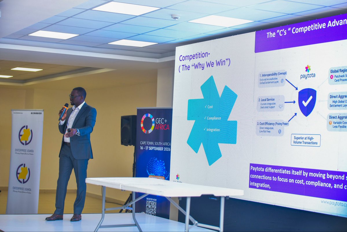EntUganda's tweet photo. Africa’s digital economy is booming, but its payment landscape remains heavily fragmented. 

@paytota is stepping up to provide multiple payment options through a single, seamless API delivering ultra-fast transaction processing in milliseconds at a significantly lower fee than competitors.

FinTech is taking center stage! 💯

#GECRegionalPitch #FinTech
