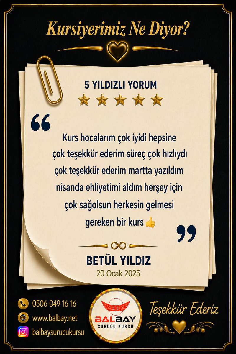 BalbayMTSK's tweet photo. Kursiyerlerimiz Ne Diyor? 😊🚗
Biz anlatmayalım dedik…

Her bir yorum, bizim için ayrı bir gurur ❤️
İyi ki varsınız, iyi ki Balbay ailesindesiniz!
Sırada sen varsın 😉

📞 0506 049 16 16 | 0506 048 16 16

#BalbaySürücüKursu #BursaEhliyet #EhliyetBursa 
https://t.co/8vaTyFGdzl https://t.co/iRsVnlIPzp