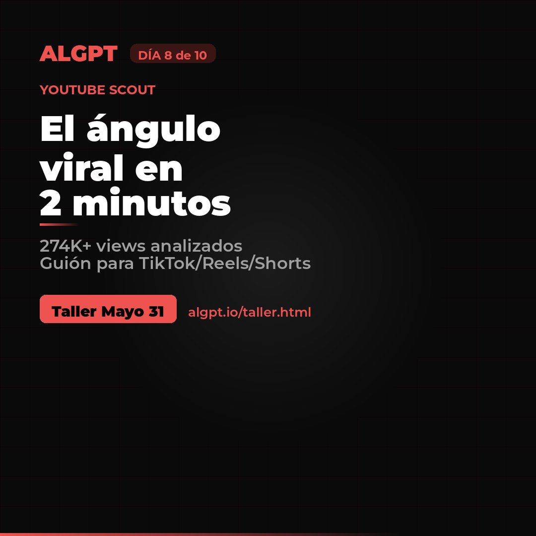 Al_Aviles's tweet photo. 🎬 ¿Cuánto tardas en encontrar el ángulo correcto para un video de TikTok?

ALGPT YouTube Scout: 2 minutos.
→ Videos virales del nicho
→ Tags de la competencia
→ Guión para Reels/Shorts

Demo Mayo 31 → https://t.co/XUqBsYkuEj · $97

#ALGPT #TikTok #VideoMarketing https://t.co/2j2gmemddB