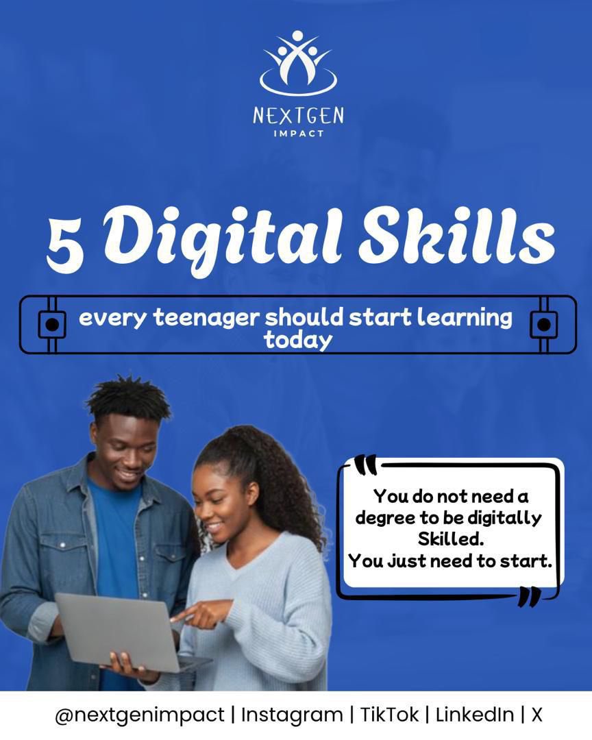 nextgenimpactng's tweet photo. Digital skills are becoming survival skills, from communication to Canva to social media strategy, these are skills teenagers can start learning NOW.
This is the beginning of NGI’s Youth Empowerment & Career Exposure (YECE) Series
Which skill would you start with first?
#NGI https://t.co/hG0Xd4XmRW
