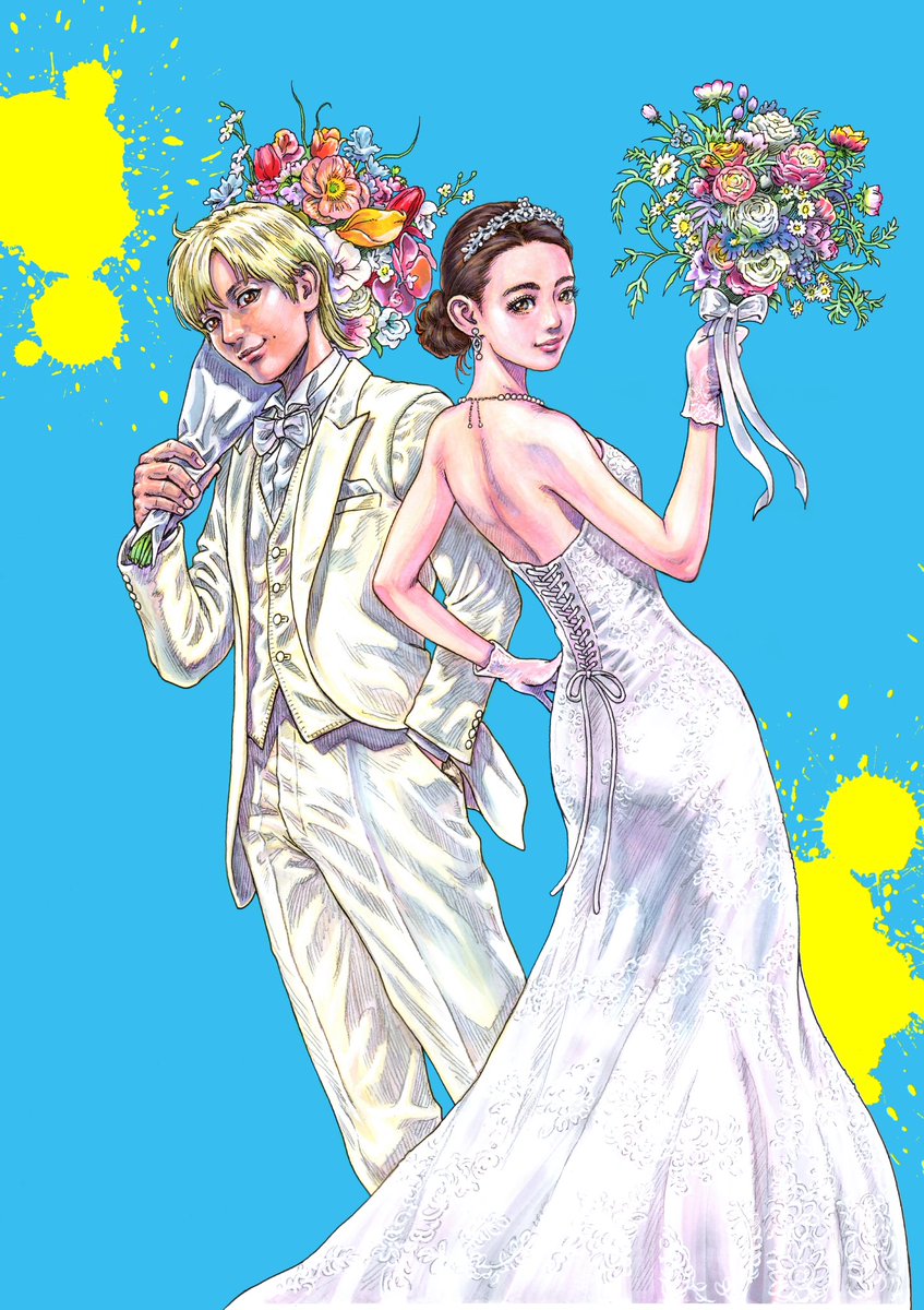 Cyborg_H2G's tweet photo. 私ごとですが、先日5月23日に結婚式を挙げました💐

ウェルカムボードは自分で描きました🎨
出会いのきっかけになった映画
『ベイビーわるきゅーれ2ベイビー』のオマージュです🔫🔫

#ベイビーわるきゅーれ https://t.co/C2h8UaVcMJ