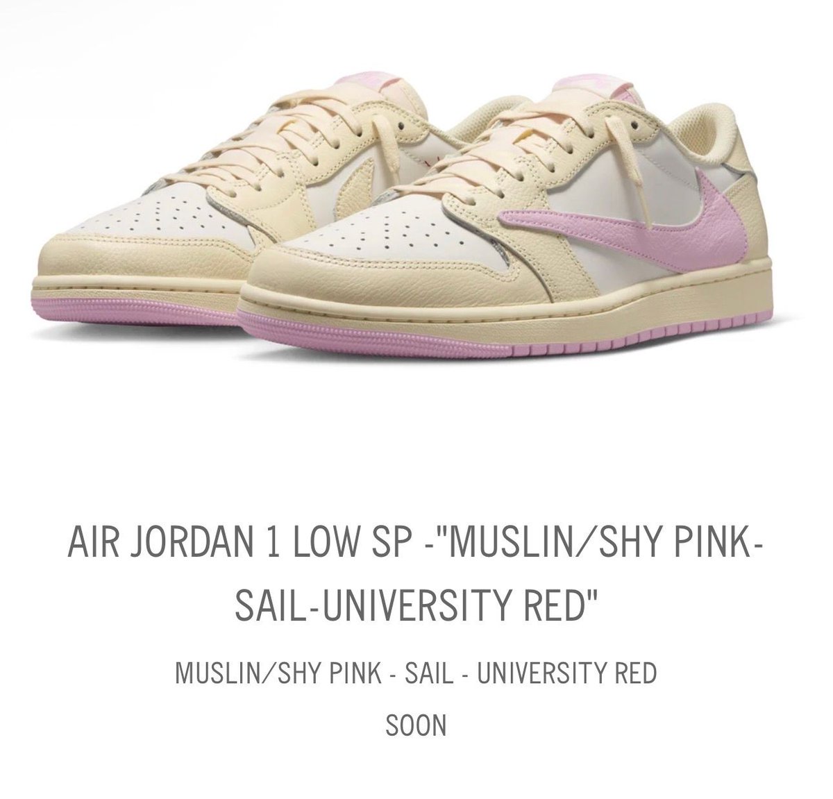 KicksFinder's tweet photo. COMING SOON via Travis Scott website
Travis Scott x Air Jordan 1 Low OG SP "Pink" Pack
(MERCH LIVE FCFS)

>> https://t.co/dggQahvkDp https://t.co/7tZOEU5eGK