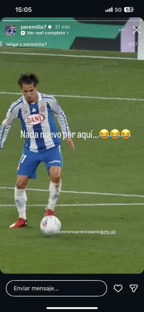 Cororo0's tweet photo. Pere Milla Vía IG:

"Ya era hora de que me la pasara Urko" 😅

#rcde https://t.co/JzqVI1SvpY