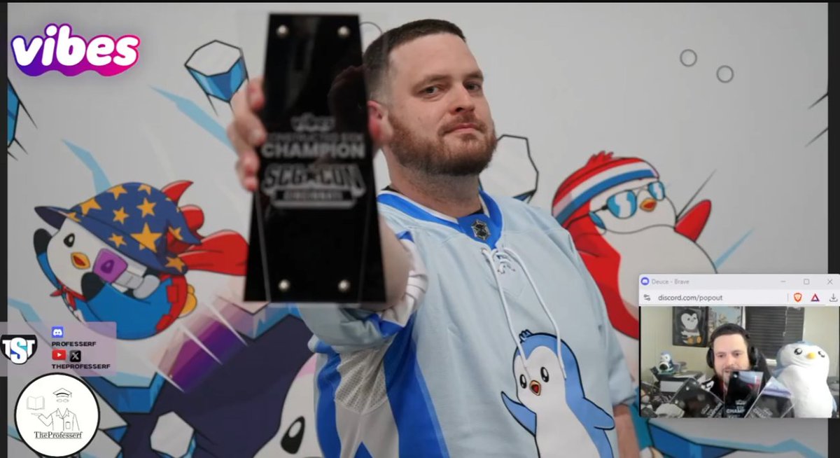 TheProfesserf's tweet photo. Oops he did it again...and again!
What does it take to win 3 @SCGCON tournaments in a row?!
@HugeDeuce and I sit down to talk about his recent @vibes_tcg $10K tourney win at Cincinnati, completing his threepeat!

Video👇 https://t.co/2RDI3ojxM5