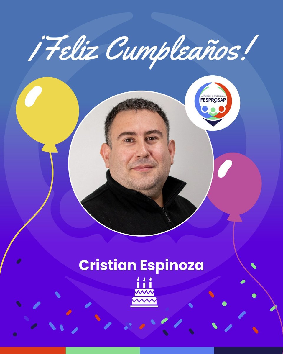 fesprosap's tweet photo. Hoy queremos saludar con mucho cariño y afecto a nuestro cumpleañero del mes, Cristian Espinoza, del Sindicato RedSalud Vitacura quien además integra nuestro directorio e impulsa importantes iniciativas en favor de las y los trabajadores de la salud.

¡Muchas felicidades! https://t.co/BaxuA2w3nq