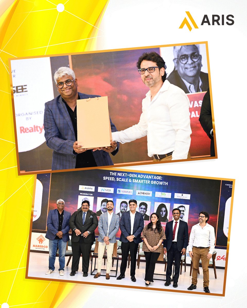ARIS_ltd's tweet photo. A conversation worth having and one worth watching.

At the 6th Realty+ 40 Under 40 Conclave &amp; Awards 2026, our CEO Srinivasan Gopalan moderated a panel that got to the heart of where Indian real estate is headed.

Watch Now:▶️ https://t.co/yh6LEwyAQo https://t.co/FTxuXhoGbE