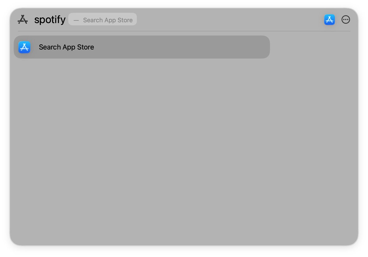 OliEdis's tweet photo. Does anyone else get this issue in Spotlight where it can't find any of the apps on your machine - example here searching for Spotify just brings up the action to search the app store https://t.co/gko8yJsVKh