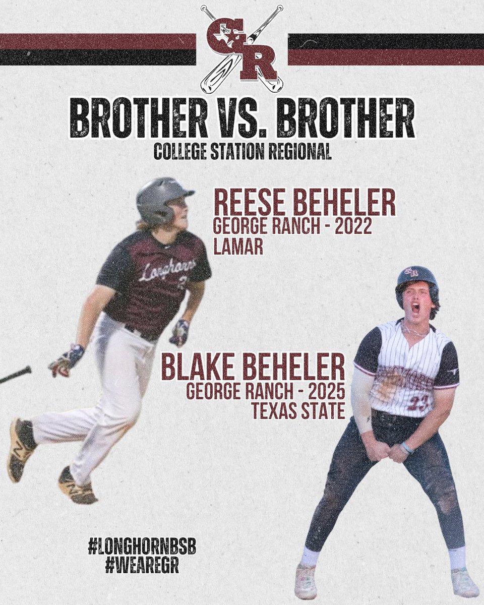 GRHSBaseball's tweet photo. Brother vs. Brother.

#LonghornBSBAlum #WeAreGR #EatEmUp #SlamMarcos #MoBetta #PeckEmCards

@pinkpatterson @jomaul66 @HoustonChronHS @NCAABaseball @GRHSIRadio @d1baseball @midmajors_d1 @BaseballAmerica https://t.co/gxZo76d1fh