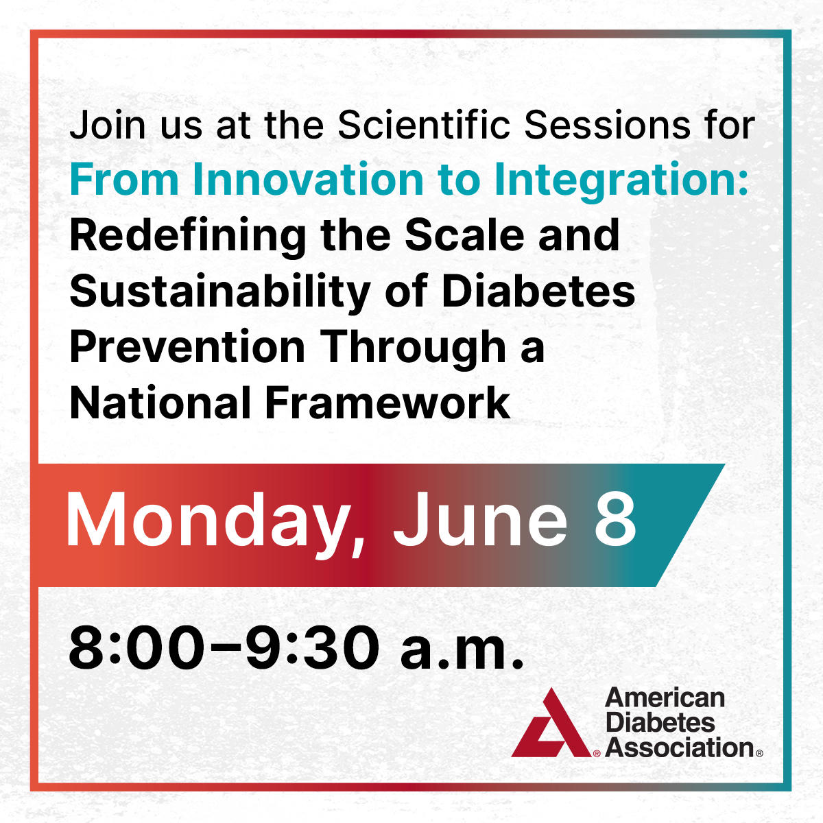ADA_DiabetesPro's tweet photo. Prevention works. Now let’s talk about scaling it. Join the discussion at the #ADASciSessions: From Innovation to Integration: Redefining the Scale and Sustainability of Diabetes Prevention Through a National Framework. 🔗 https://t.co/7fAs7xuyFn #DiabetesPreventionProgram https://t.co/SdvEe7xNMI