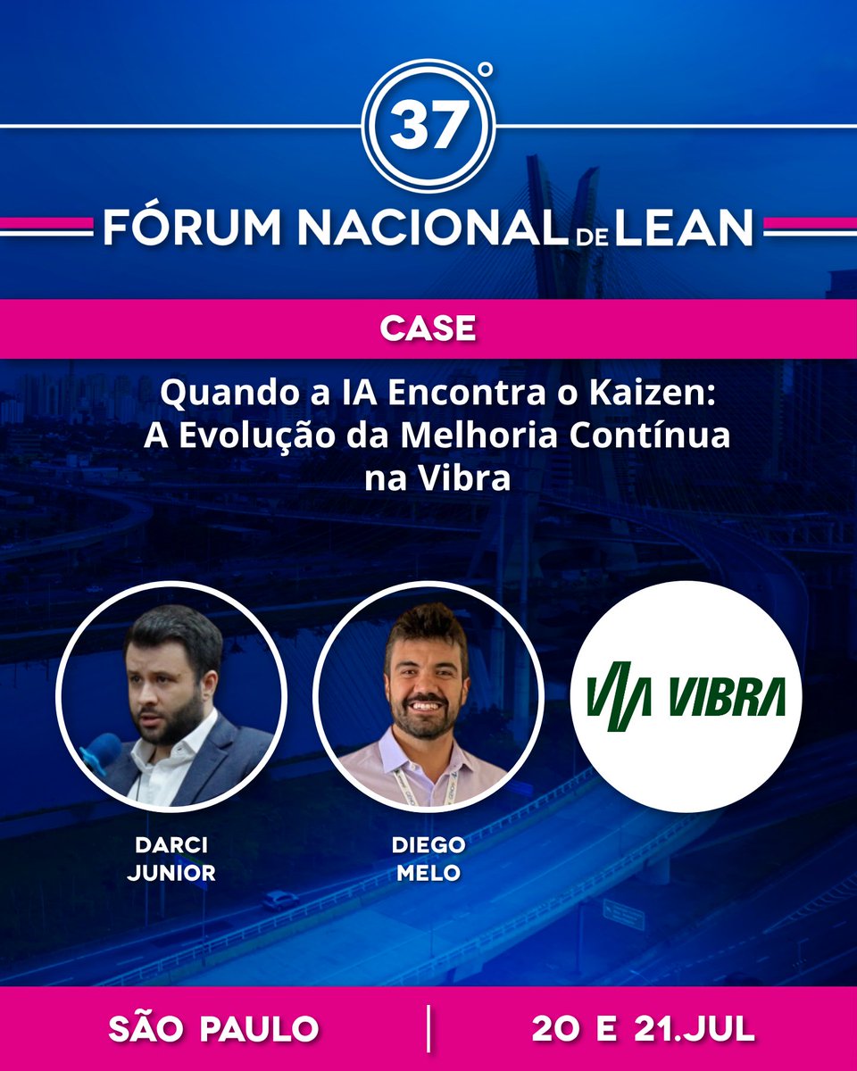 grupolean's tweet photo. QUANDO A IA ENCONTRA O KAIZEN: A EVOLUÇÃO DA MELHORIA CONTÍNUA NA VIBRA

Garanta sua inscrição e aproveite o desconto para grupos da mesma empresa!

📌 37º Fórum Nacional de Lean – São Paulo
🗓️ 20 e 21/Jul/26
🌐 Inscrições e informações: https://t.co/4sY2tPOrBN https://t.co/syDF6yrMMv