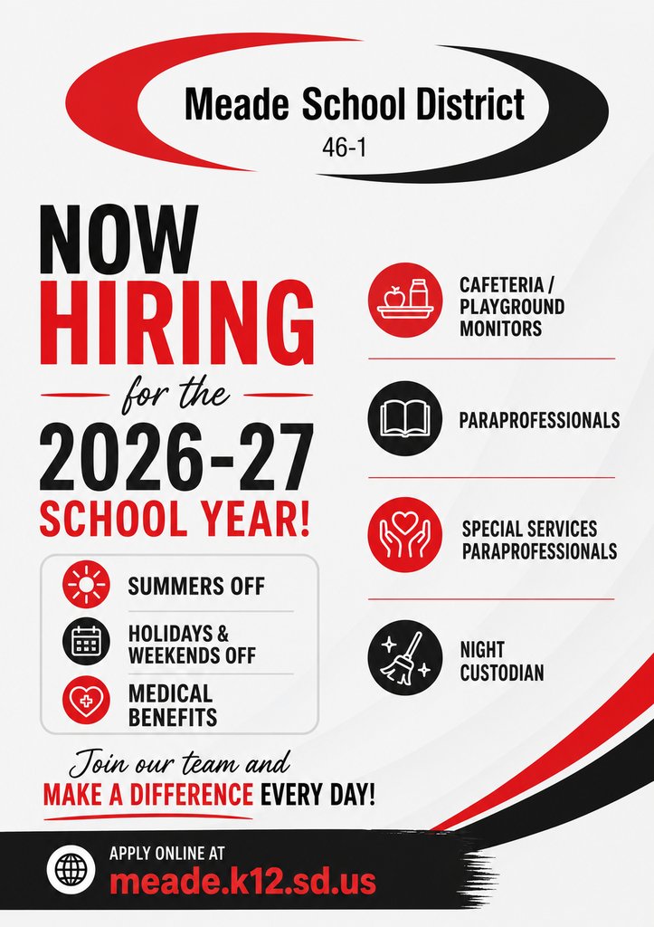 MeadeSchDist461's tweet photo. The Meade School District is looking for a Middle School Math Teacher for the 2026-27 school year! ➕➖✖️➗ Come help students add confidence, subtract confusion, and calculate their future! ➕➖

Apply today at https://t.co/UufJeTXQll! https://t.co/kAWzixjUoX