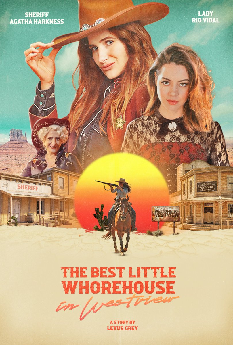 ncismelanie_'s tweet photo. #AgatharioBigBang Let's goooo 🥳
My poster for @lexus_grey 's fanfiction "The Best Little Whorehouse in Westview"🤠😉
I had so much fun to match the theme &amp; style of this great story (All made with Photoshop, no AI)🔥 ➔ https://t.co/yrN4hrb3hL @AgtharioBigBang https://t.co/73aM5QylP0
