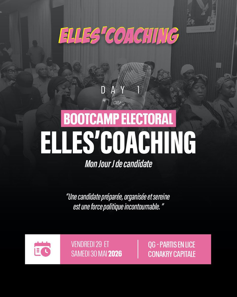 EllesCoaching's tweet photo. @EllesCoaching | Spécial Élections passe à l’action sur le terrain!

À qques heures d’un rendez-vous décisif pour les #candidates engagées dans les élections législatives et communales, le @EllesCoaching lance les 29 &amp; 30 mai 2026

« Bootcamp électoral : Mon Jour J de candidate » https://t.co/ED2hm1d5fs